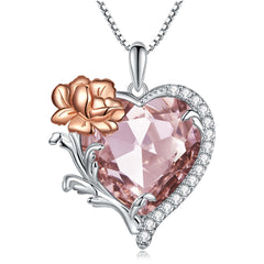 Flower&Heart Birthstone Necklace(From Jan. to Dec.)