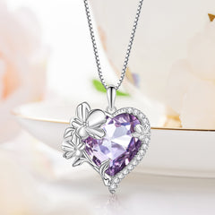 Flower&Heart Birthstone Necklace(From Jan. to Dec.)