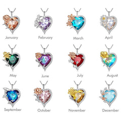 Flower&Heart Birthstone Necklace(From Jan. to Dec.)