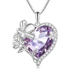 Flower&Heart Birthstone Necklace(From Jan. to Dec.)