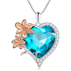 Flower&Heart Birthstone Necklace(From Jan. to Dec.)