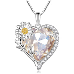 Flower&Heart Birthstone Necklace(From Jan. to Dec.)