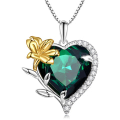 Flower&Heart Birthstone Necklace(From Jan. to Dec.)