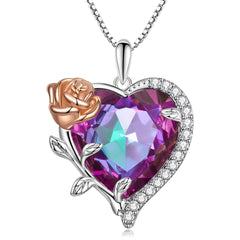 Flower&Heart Birthstone Necklace(From Jan. to Dec.)