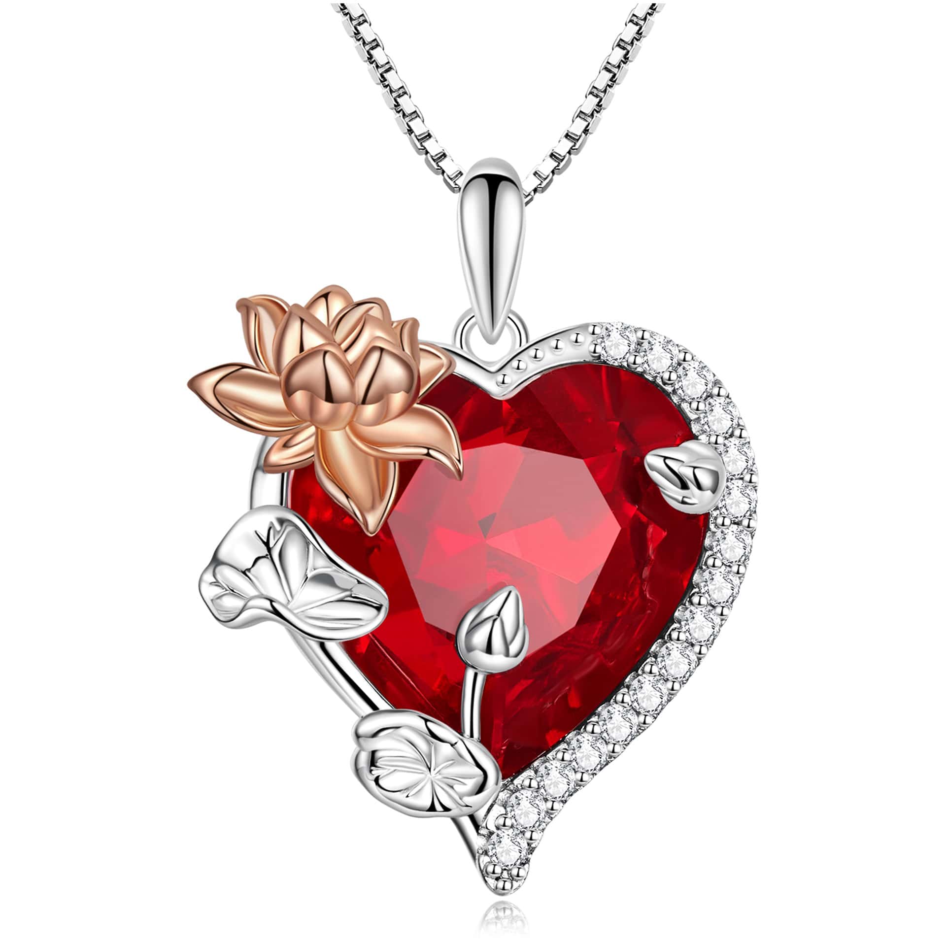 Flower&Heart Birthstone Necklace | Sterling Silver | Verhalo Jewelry