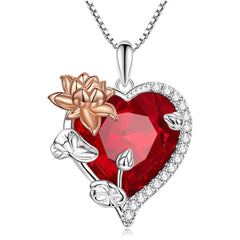 Flower&Heart Birthstone Necklace | Sterling Silver | Verhalo Jewelry