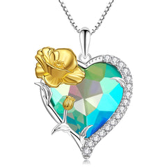 Flower&Heart Birthstone Necklace(From Jan. to Dec.)