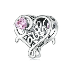 Heart October Birthstone Faith Charm