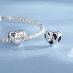 Peace and love Heart Charm